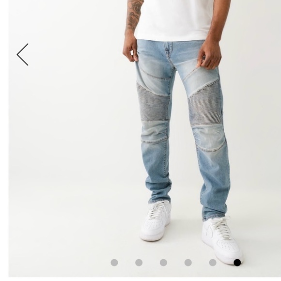 True Religion Moto Rocco Jean men's 30W zippered back pockets, distressed light - Picture 1 of 16